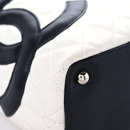 Chanel Calfskin Quilted Medium Cambon Tote White Black 4 of 17