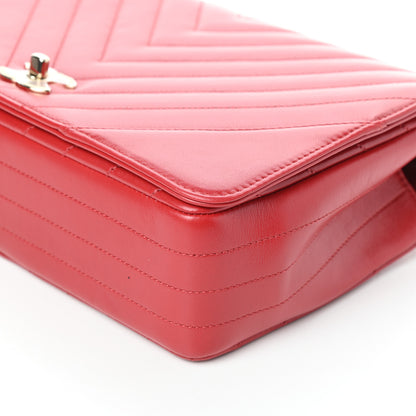 Chanel Calfskin Chevron Quilted Large Statement Flap Red 10 of 10