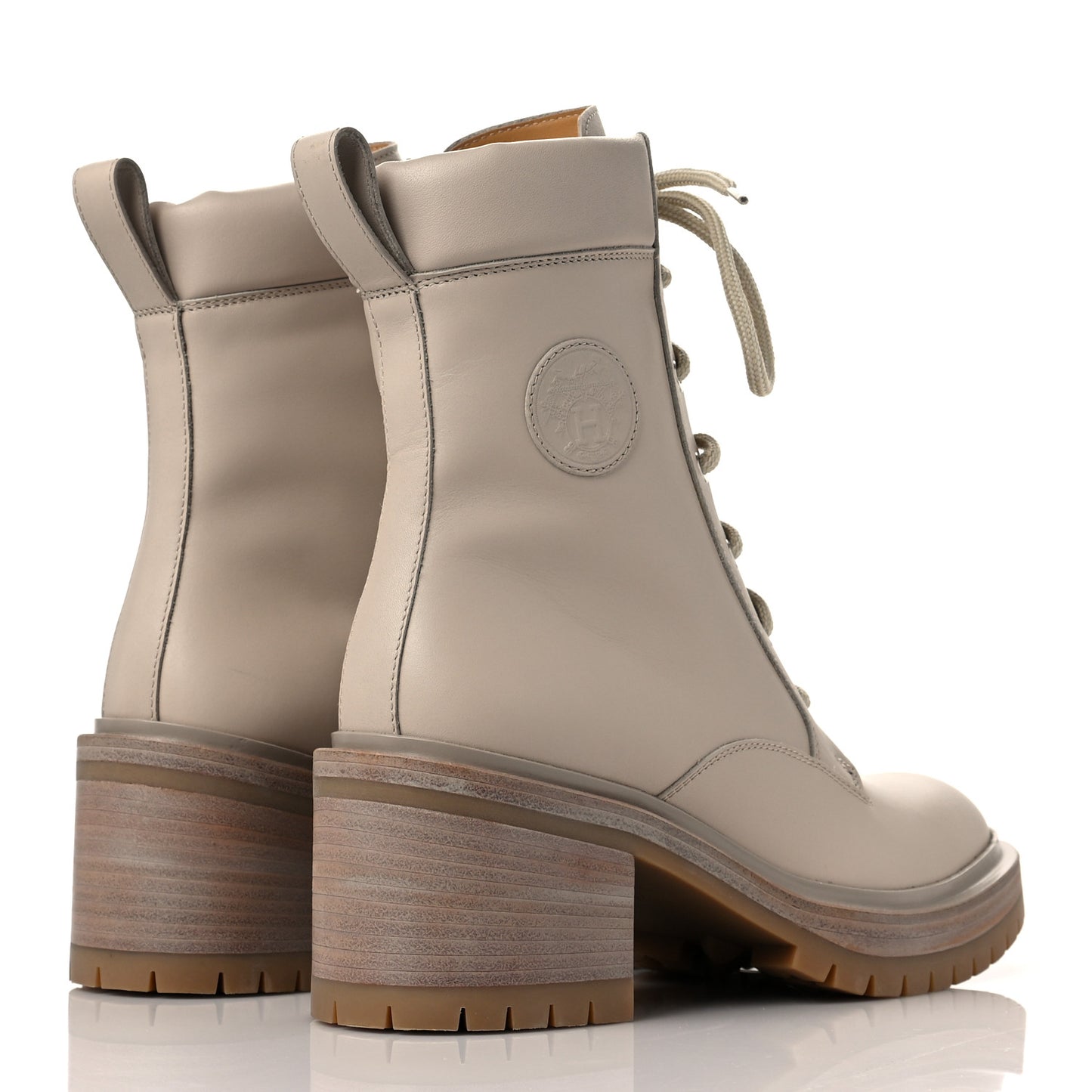 Calfskin Bridge Ankle Boots 38 Beige Grege