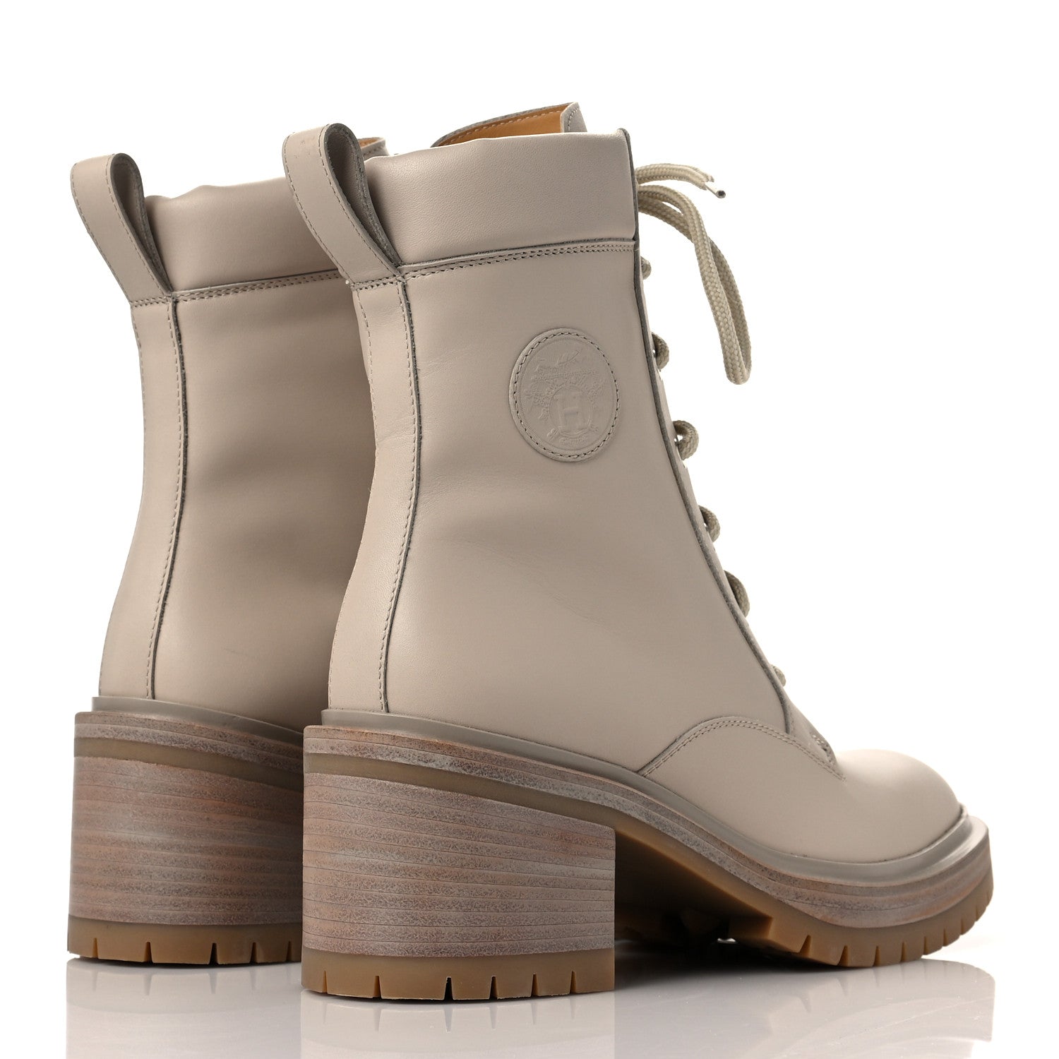 Hermes Calfskin Bridge Ankle Boots 38 Beige Grege 4 of 8