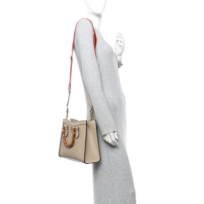 Gucci Textured Dollar Calfskin Web Small Diana Tote Bag Oatmeal Vintage Green 2 of 9