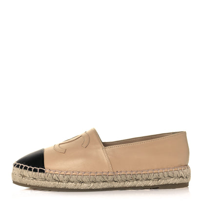 Chanel Lambskin CC Espadrilles 38 Beige Black 1 of 8