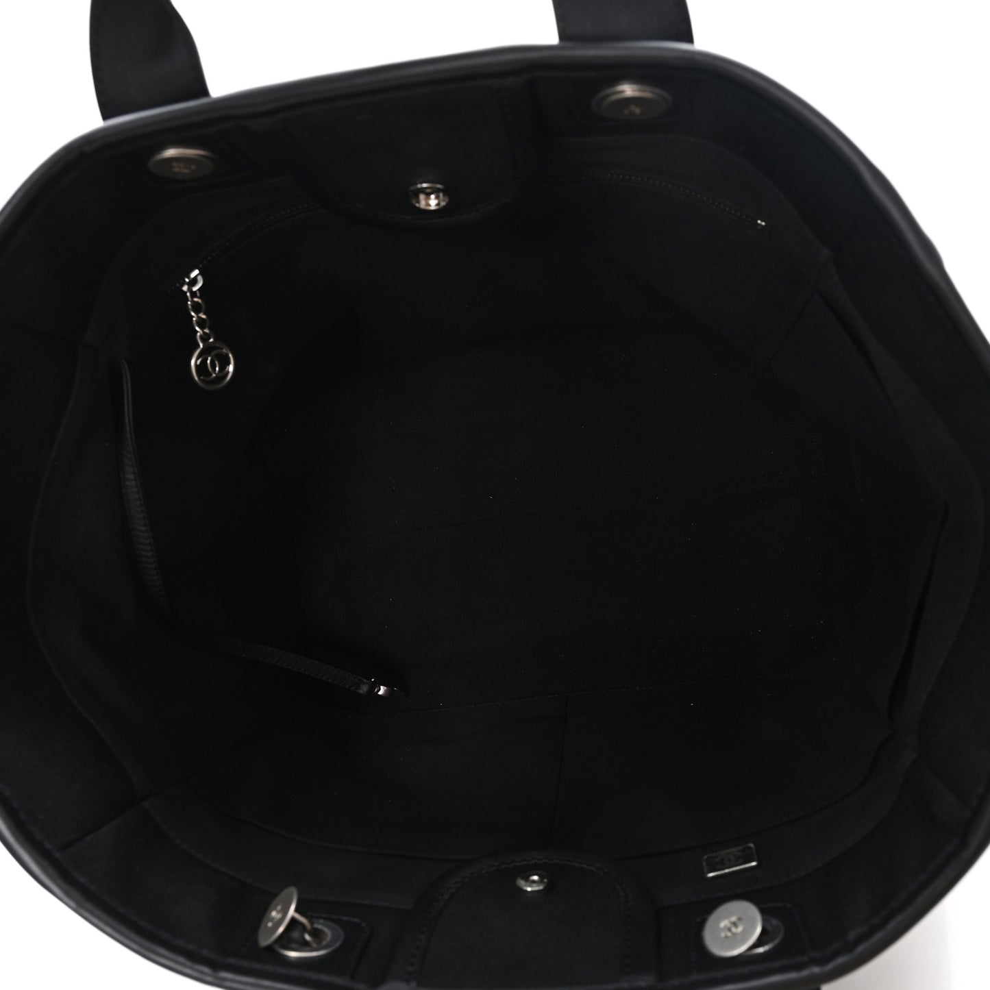 Canvas Calfskin Striped Medium Deauville Tote Black White