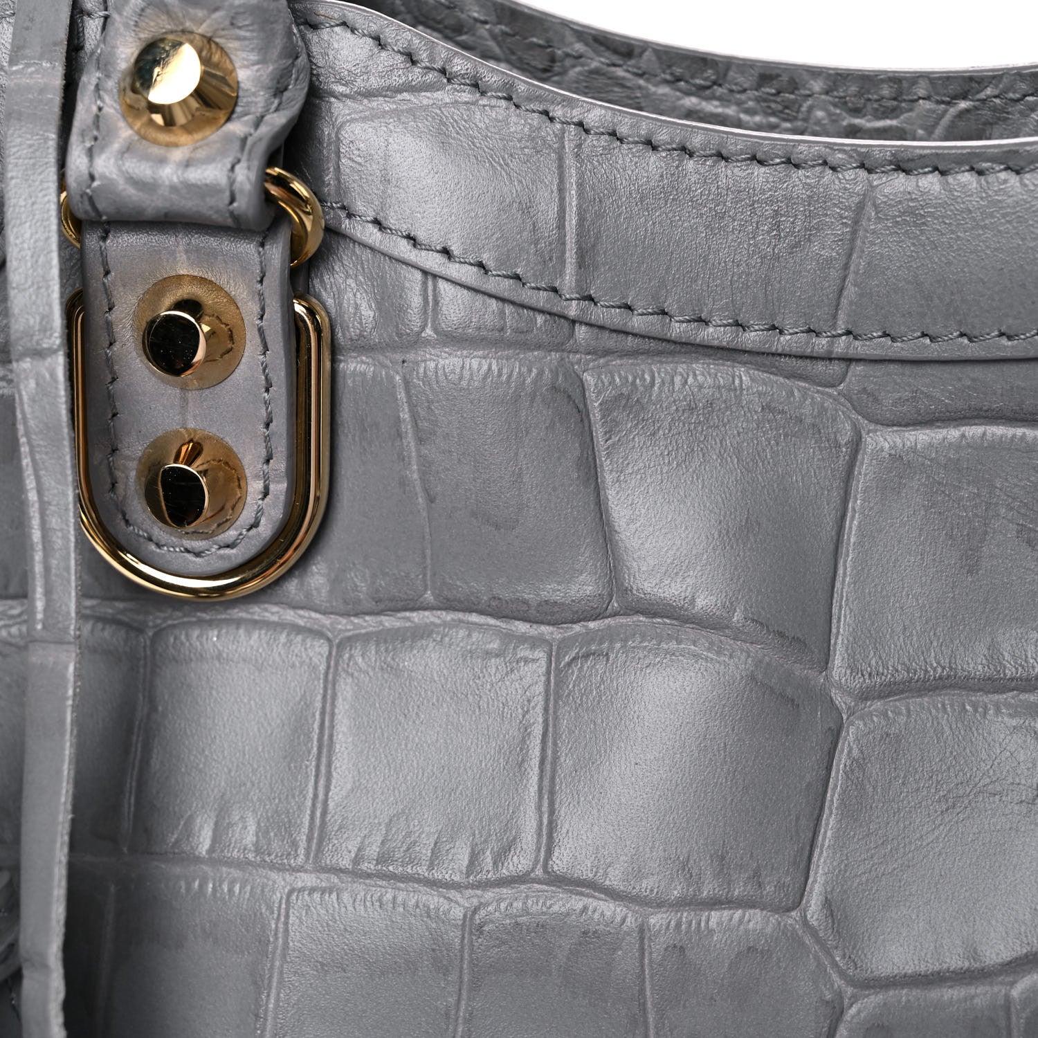 Balenciaga Calfskin Crocodile Embossed Gold Metallic Edge Hardware Mini City Haussmannien 12 of 12