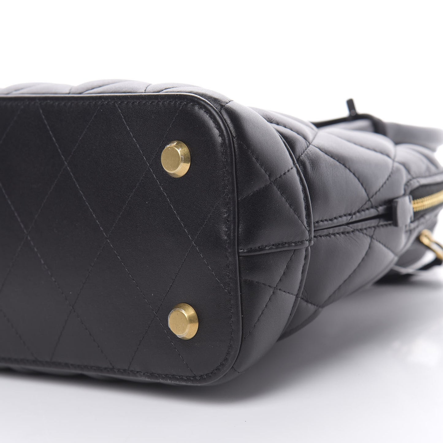 Nappa Calfskin Quilted Small Ville Top Handle Bag Black