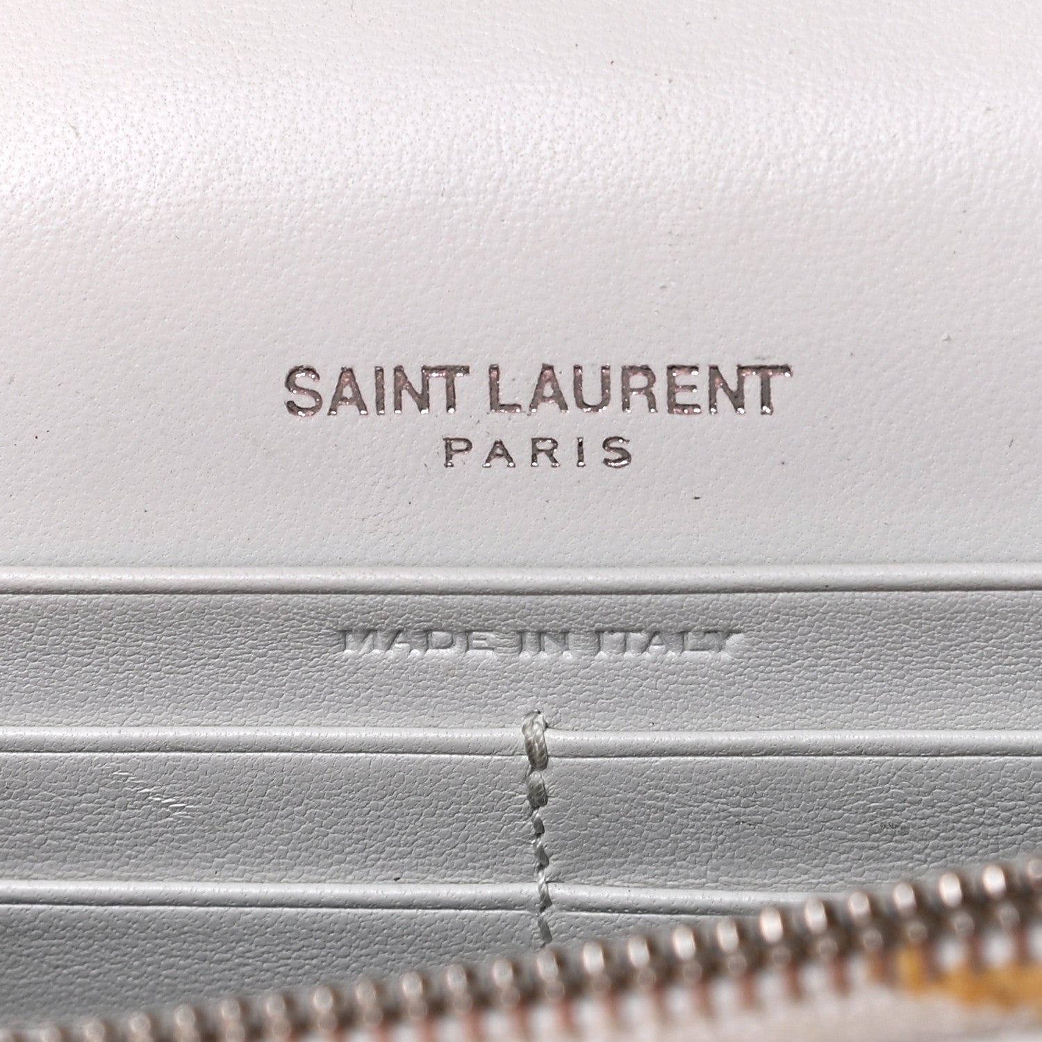 Saint Laurent Calfskin Crocodile Embossed Kate Monogram Tassel Chain Wallet Cremasoft 8 of 10
