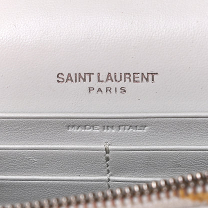 Saint Laurent Calfskin Crocodile Embossed Kate Monogram Tassel Chain Wallet Cremasoft 8 of 10