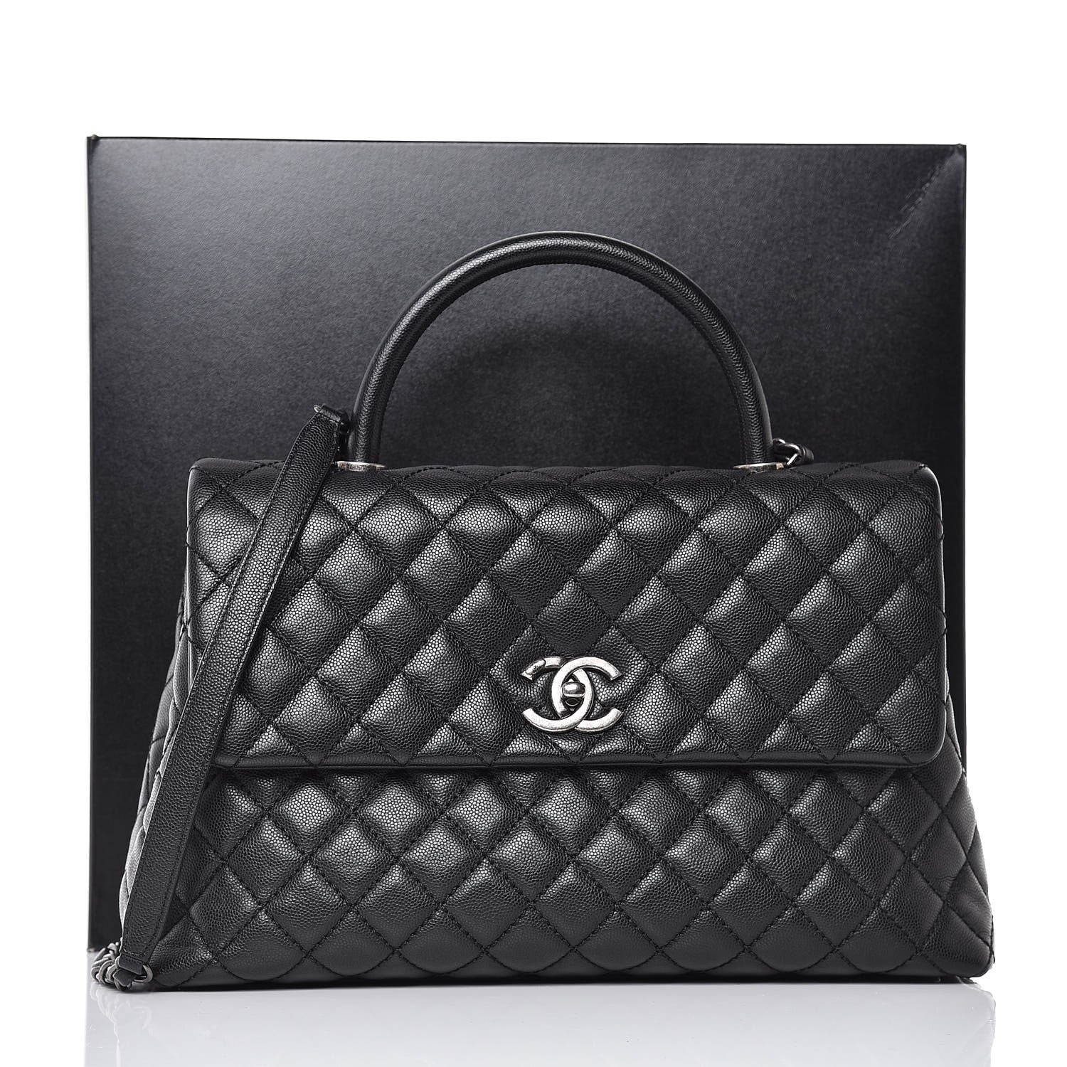 Chanel Caviar Quilted Medium Coco Handle Flap Black 9 of 9