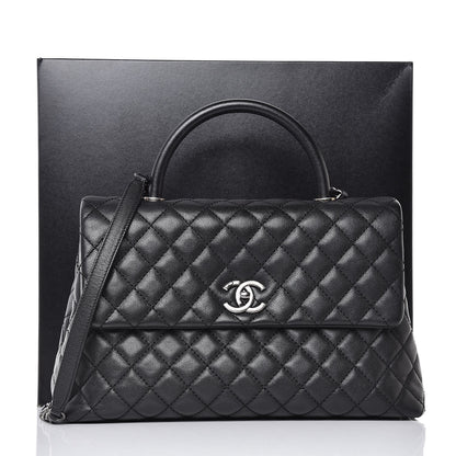Chanel Caviar Quilted Medium Coco Handle Flap Black 9 of 9