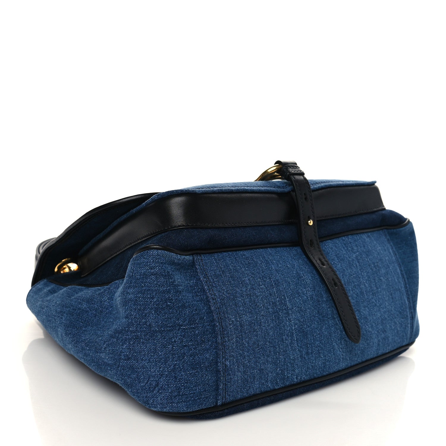 Miu Miu Denim Dahlia Chain Top Handle Bag Blue 3 of 5