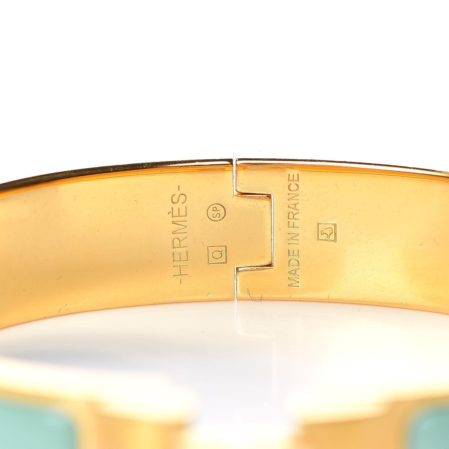 Hermes Enamel Narrow Clic Clac H Bracelet PM Vert Aqua 4 of 5