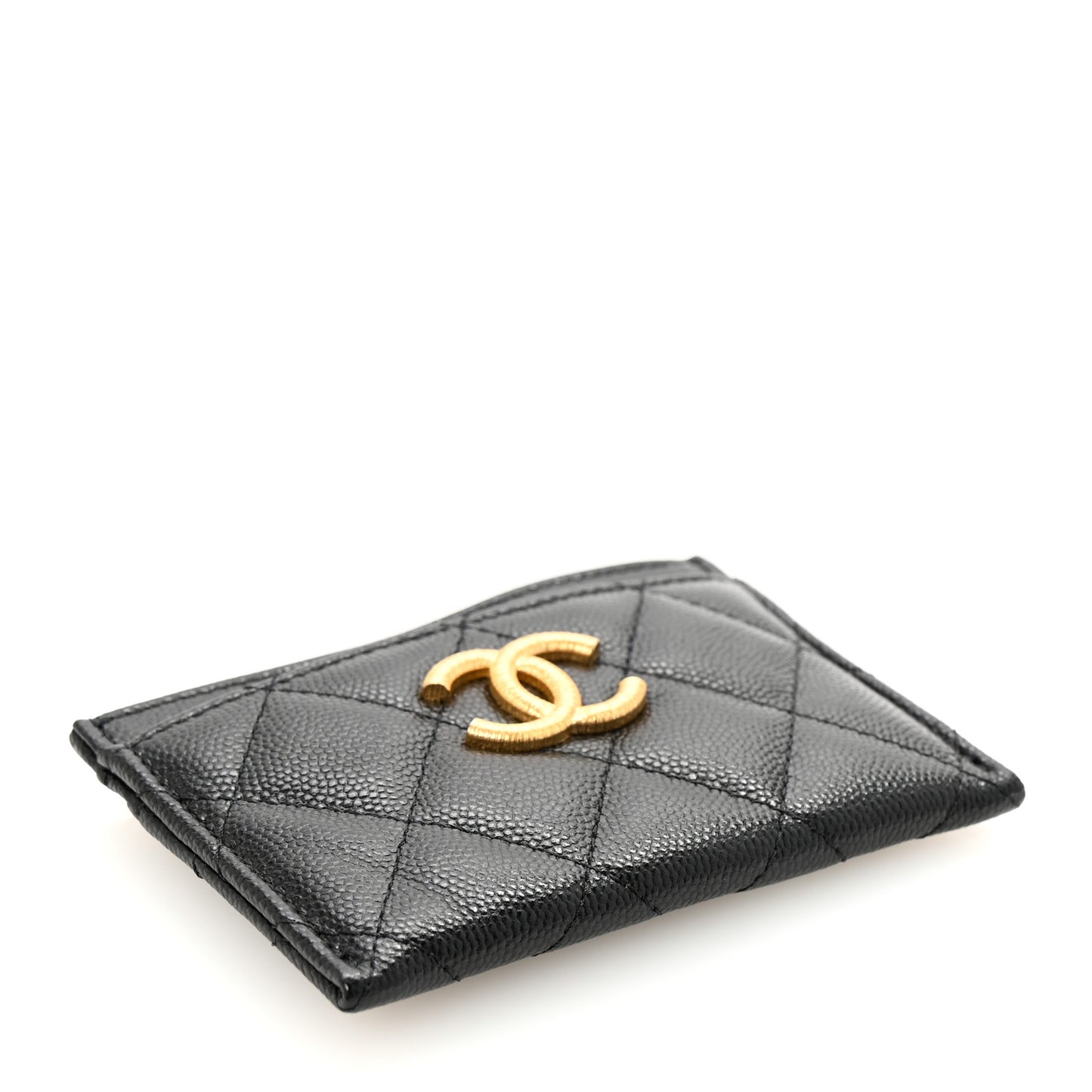 Caviar Quilted Studded CC Card Holder Black