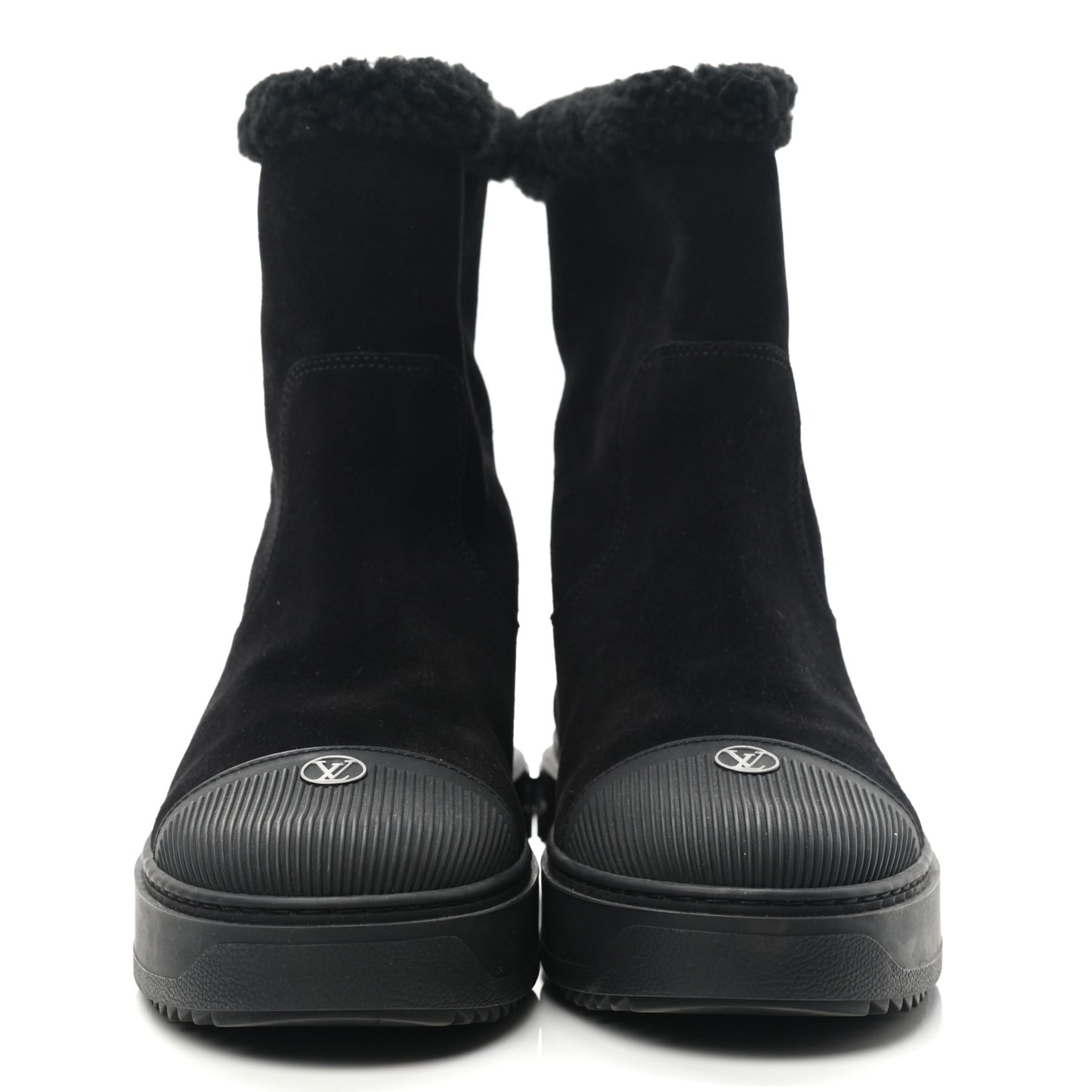 Suede Calfskin Monogram Breezy Flat Ankle Boots 38.5 Black