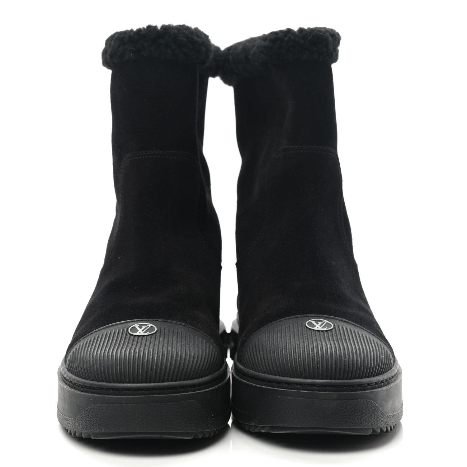 Louis Vuitton Suede Calfskin Monogram Breezy Flat Ankle Boots 38.5 Black 2 of 8