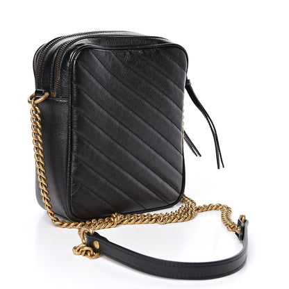 Gucci Azalea Calfskin Matelasse Diagonal Tall GG Marmont Crossbody Bag Black 3 of 11
