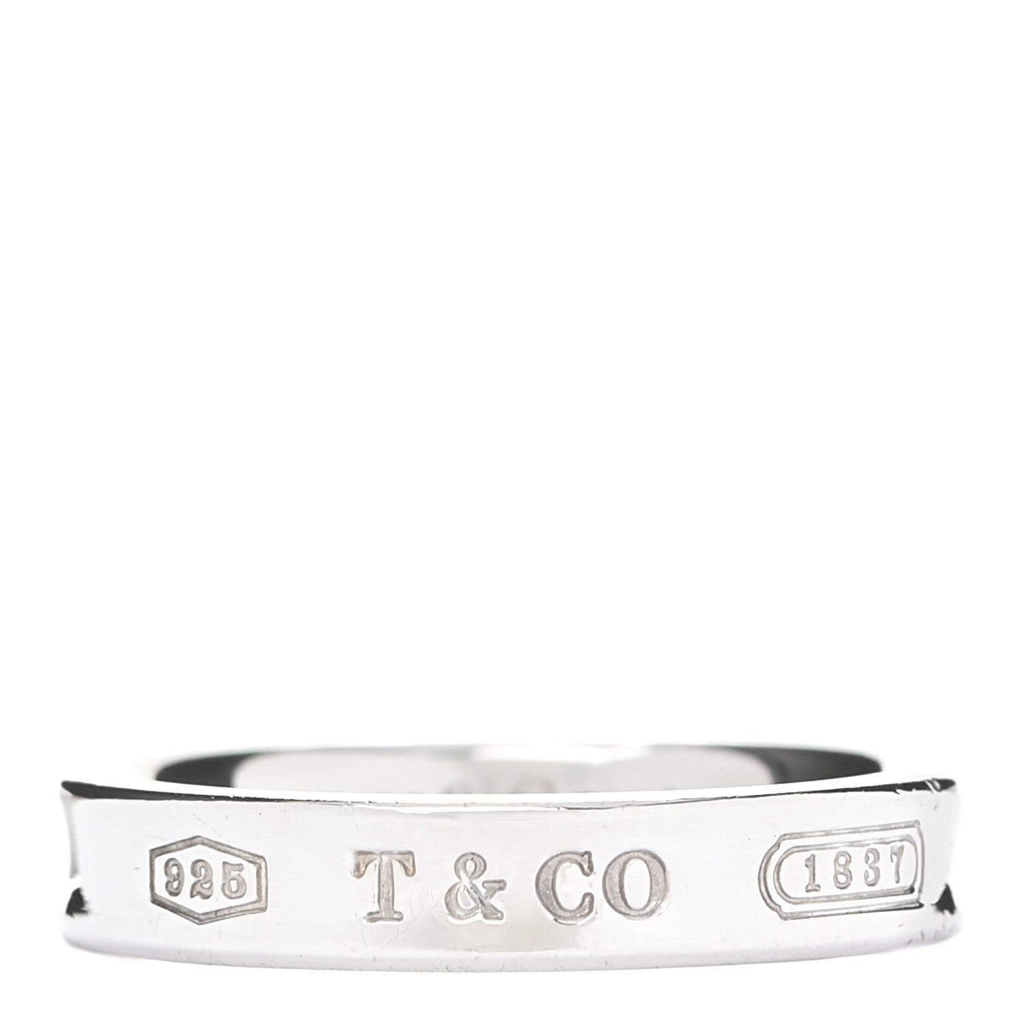 Tiffany Sterling Silver Narrow 1837 Band Ring 54 6.75 1 of 5