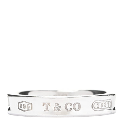 Tiffany Sterling Silver Narrow 1837 Band Ring 54 6.75 1 of 5
