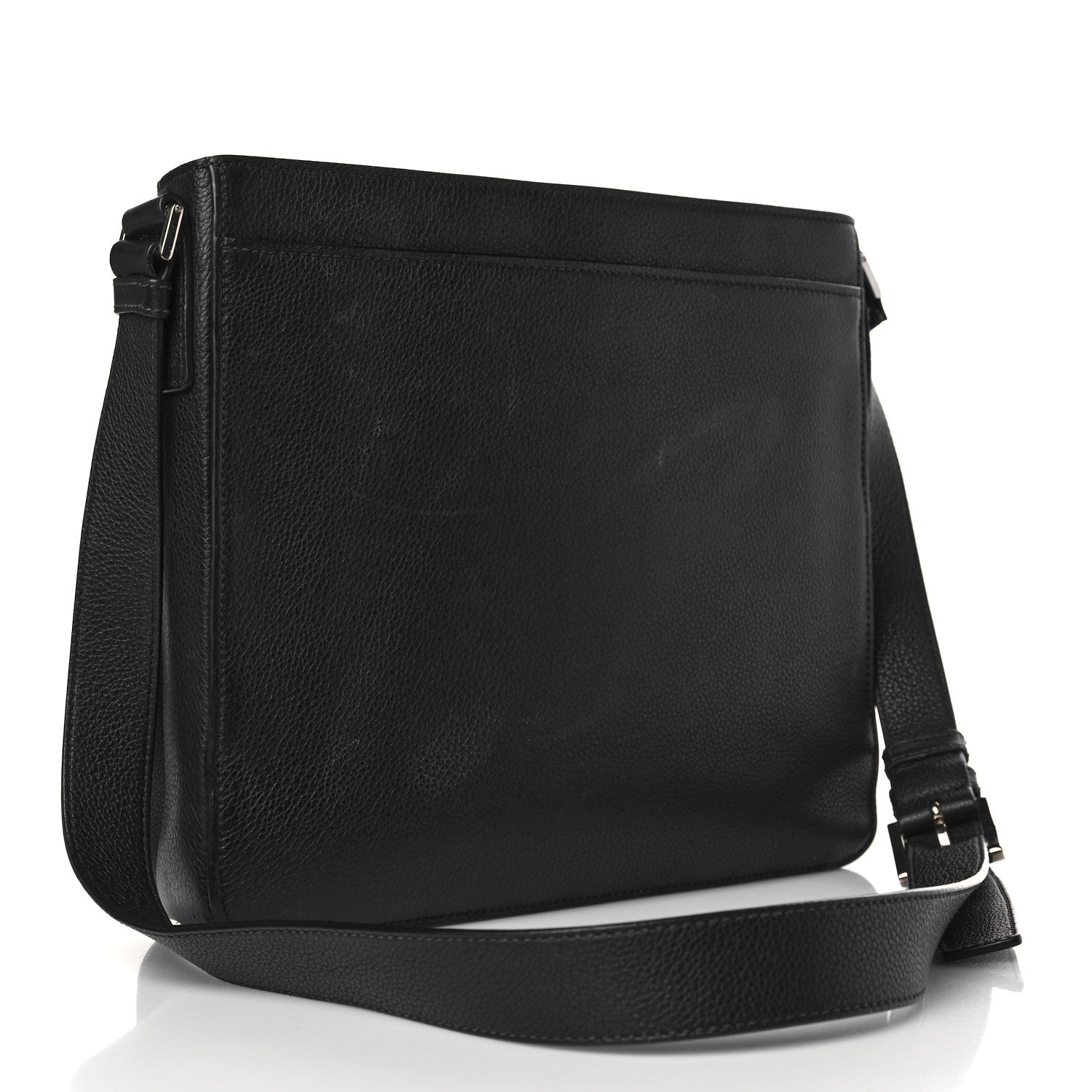 Prada Vitello Daino Flat Messenger Bag Black 3 of 11