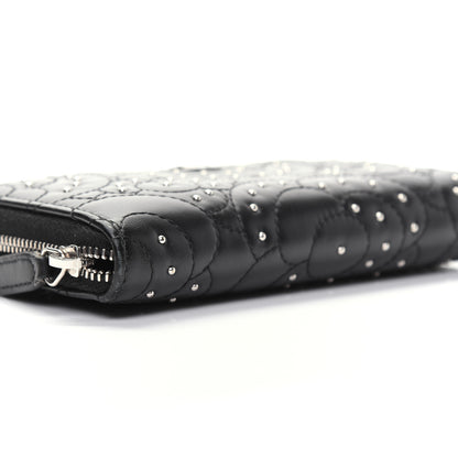 Chanel Lambskin Camellia Studded Large Gusset Zip Around Wallet Black 6 of 15