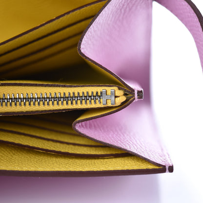 Hermes Epsom Verso Kelly Longue Wallet Mauve Sylvestre Jaune de Naples 10 of 19