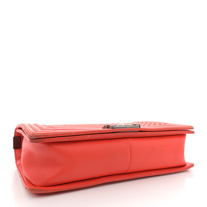 Chanel Calfskin Chevron Quilted New Medium Boy Flap Orange 4 of 21