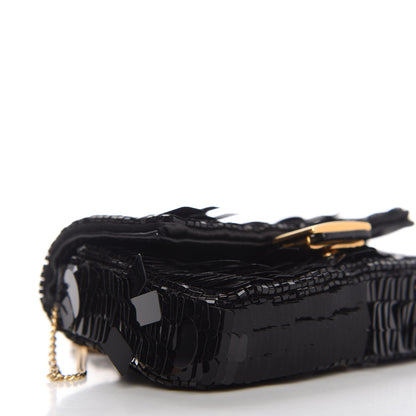 Fendi Sequin Paillettes Shiny Nappa Sex and the City Nano Baguette Belt Charm Black 6 of 10