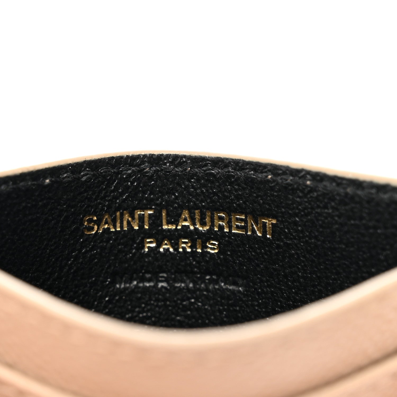 Saint Laurent Grain De Poudre Matelasse Chevron Monogram Credit Card Case Dark Beige 6 of 7
