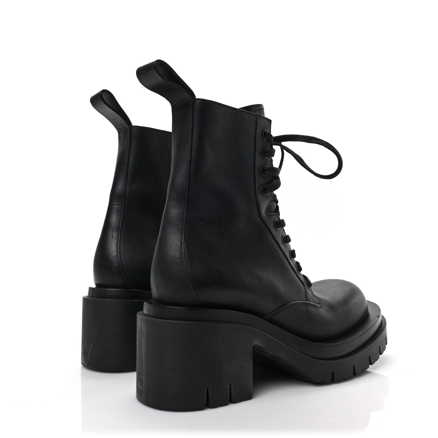Bottega Veneta Calfskin The Lug Lace Up 30/70mm Ankle Boots 37 Black 4 of 6