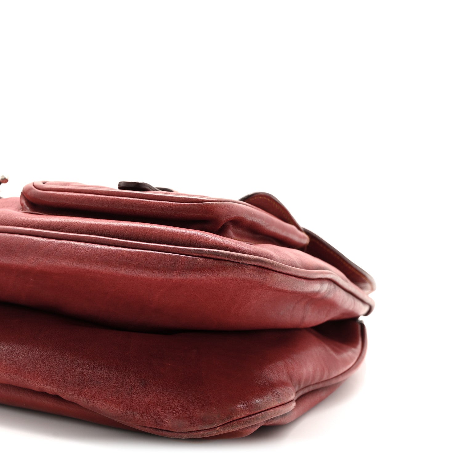 Christian Dior Calfskin Large Gaucho Double Saddle Bag Red 1851703