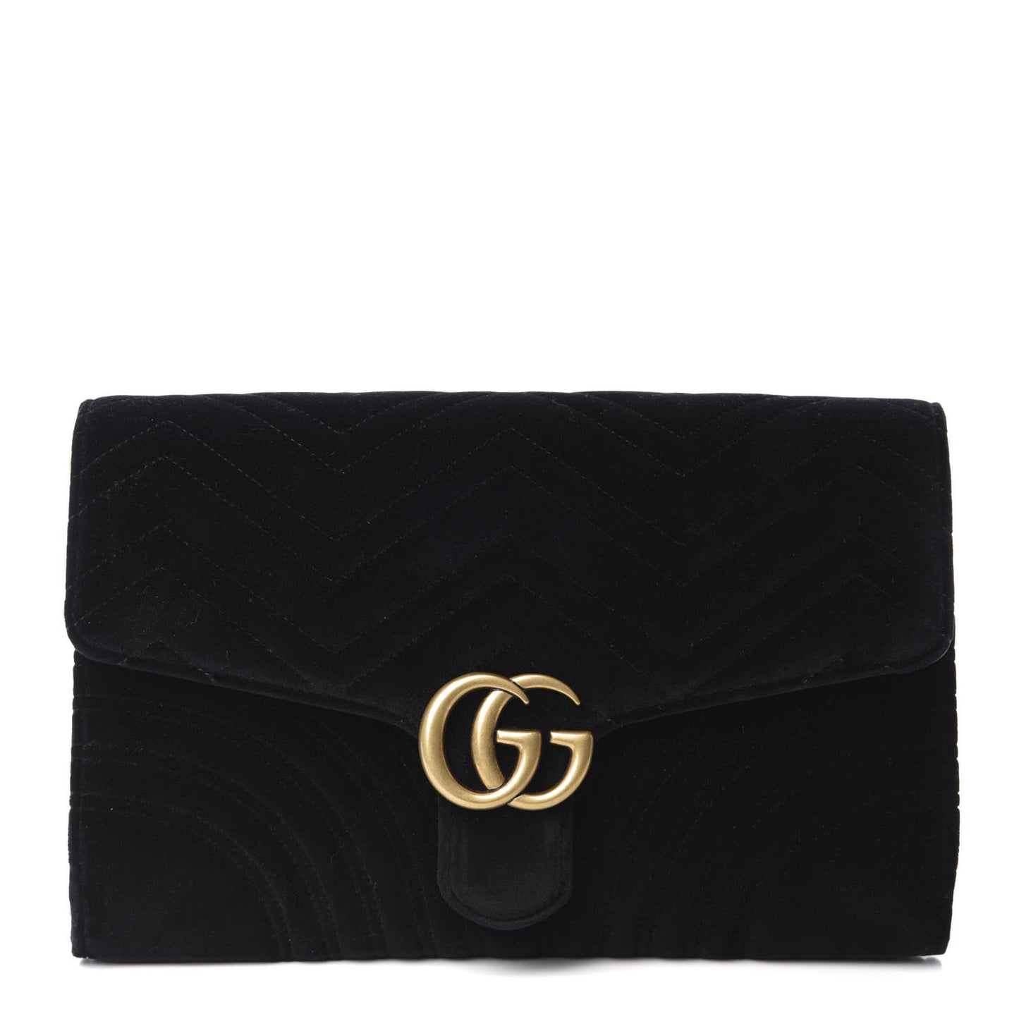 Velvet Matelasse GG Marmont Clutch Black