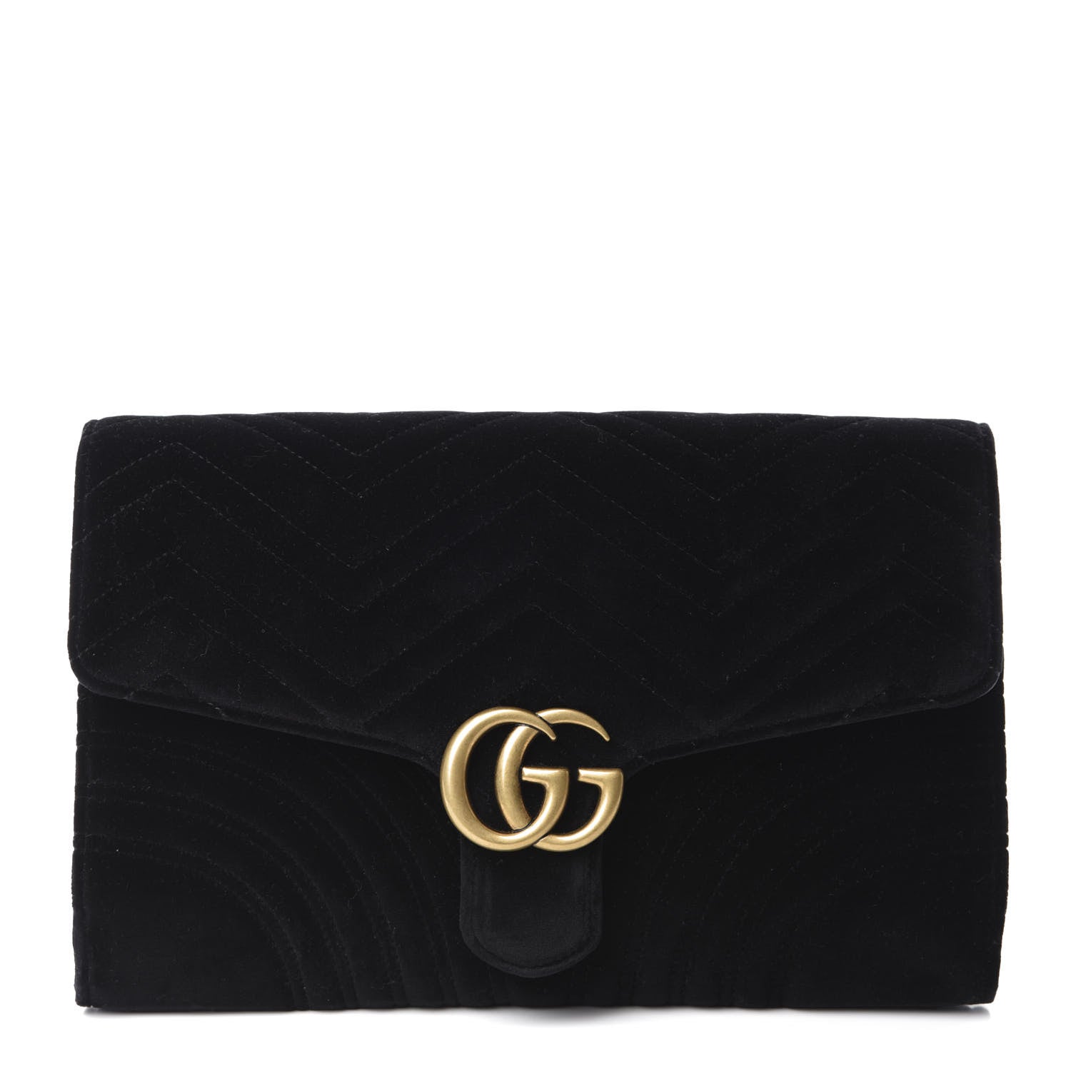 Gucci Velvet Matelasse GG Marmont Clutch Black 1 of 10