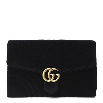 Gucci Velvet Matelasse GG Marmont Clutch Black 1 of 10