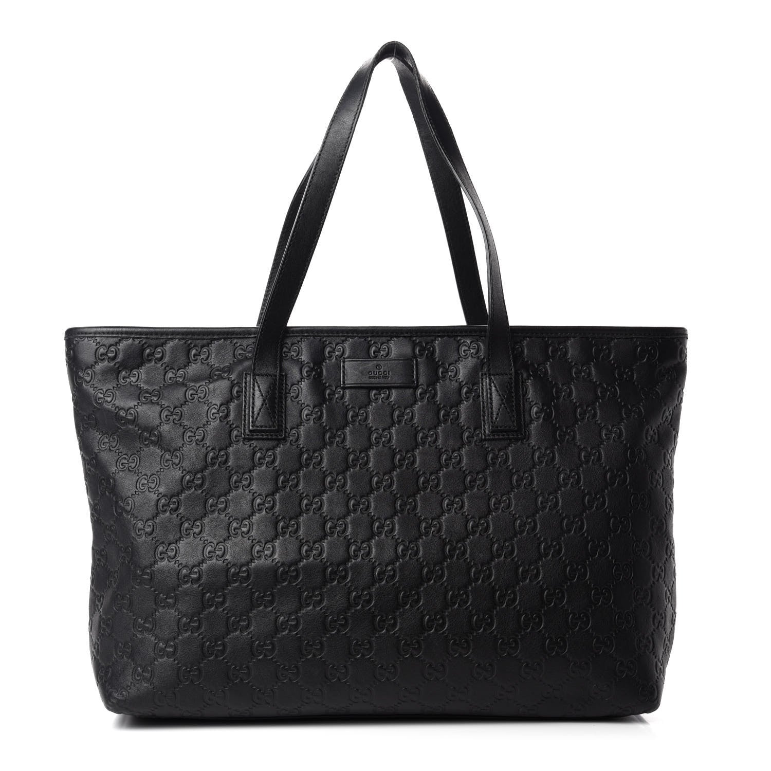 Gucci Guccissima Medium Zippered Shopping Tote Black 1 of 14