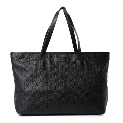 Gucci Guccissima Medium Zippered Shopping Tote Black 1 of 14