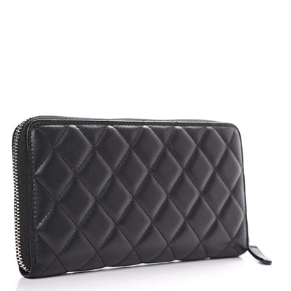 Chanel Lambskin Quilted Large Gusset Zip Around Wallet Black 2 of 10