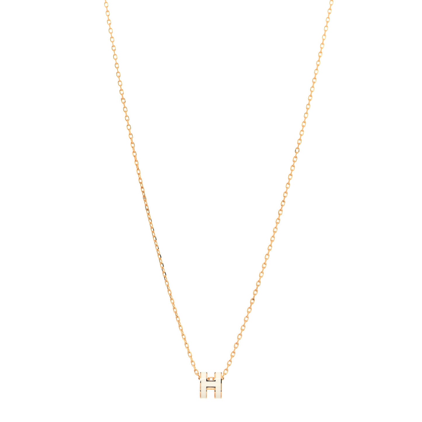Lacquered Gold Mini Pop H Pendant Necklace White