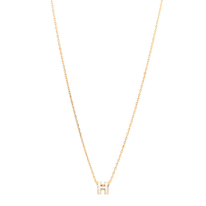 Hermes Lacquered Gold Mini Pop H Pendant Necklace White 1 of 4