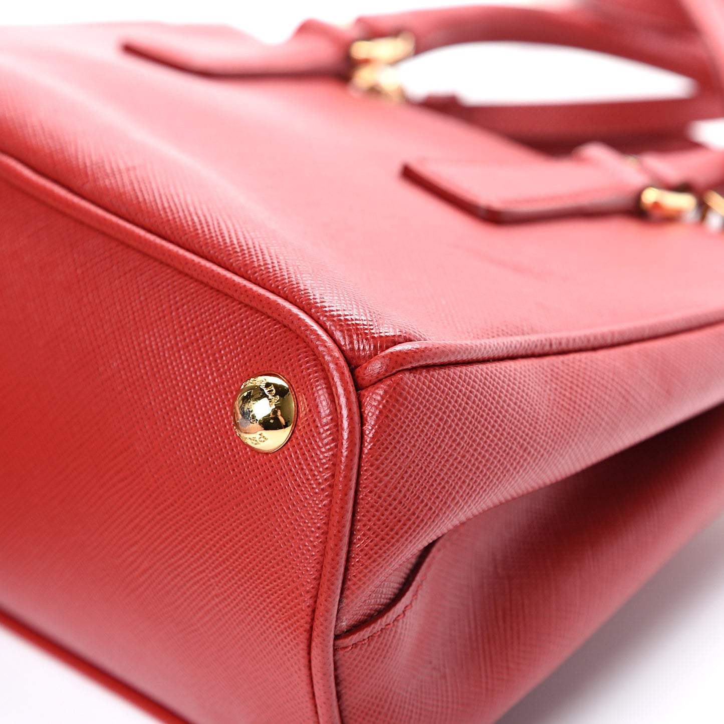 Saffiano Micro Galleria Double Zip Tote Fuoco