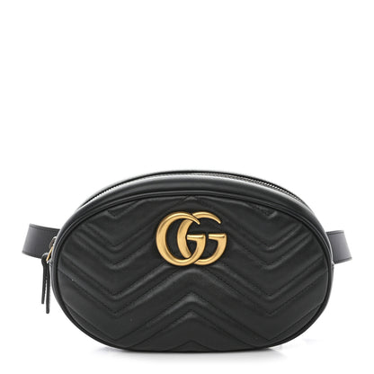 Gucci Calfskin Matelasse GG Marmont Belt Bag 105 42 Black 1 of 11