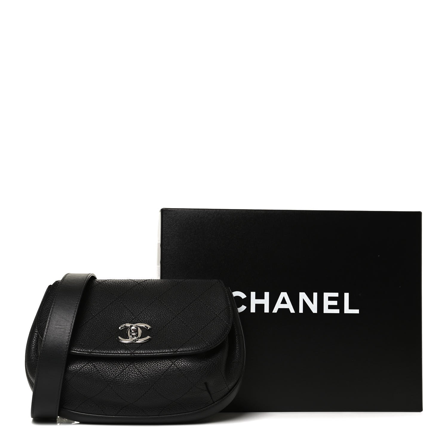 Chanel Grained Calfskin Stitched Messenger Flap Bag Black 13 of 13