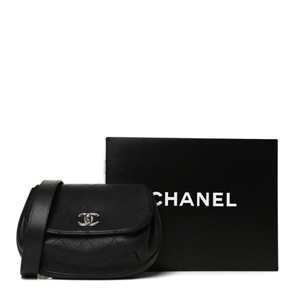 Chanel Grained Calfskin Stitched Messenger Flap Bag Black 13 of 13