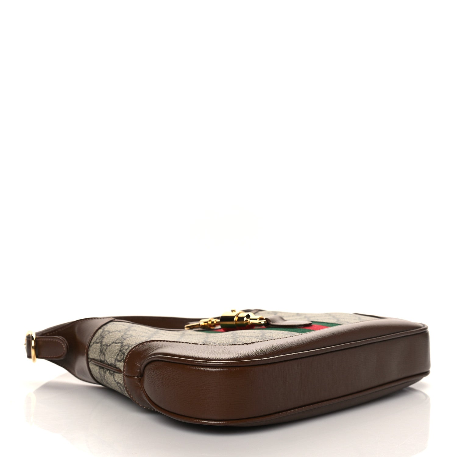 Gucci GG Supreme Monogram Azalea Calfskin Web Small Jackie 1961 Hobo Beige Ebony Brown Sugar 4 of 9