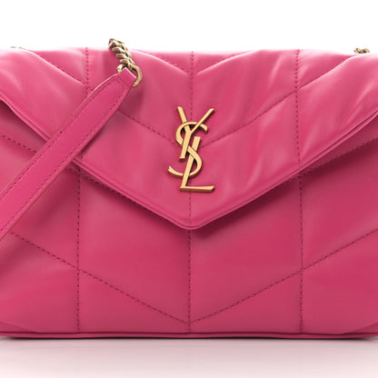 Saint Laurent Lambskin Quilted Toy Loulou Puffer Monogram Chain Satchel Bubblegum 8 of 14