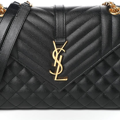 Saint Laurent Grain De Poudre Textured Mixed Matelasse Triquilt Medium Monogram Satchel Black 7 of 9