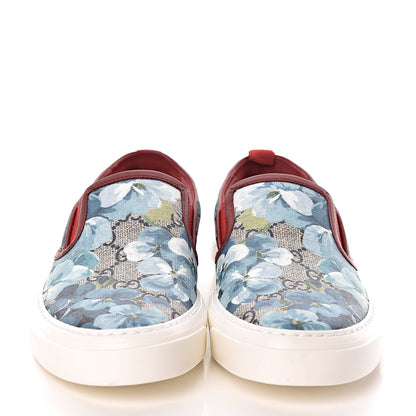 Gucci GG Supreme Monogram Blooms Womens Slip On Sneakers 38 Beige Blue Navy Red 2 of 8