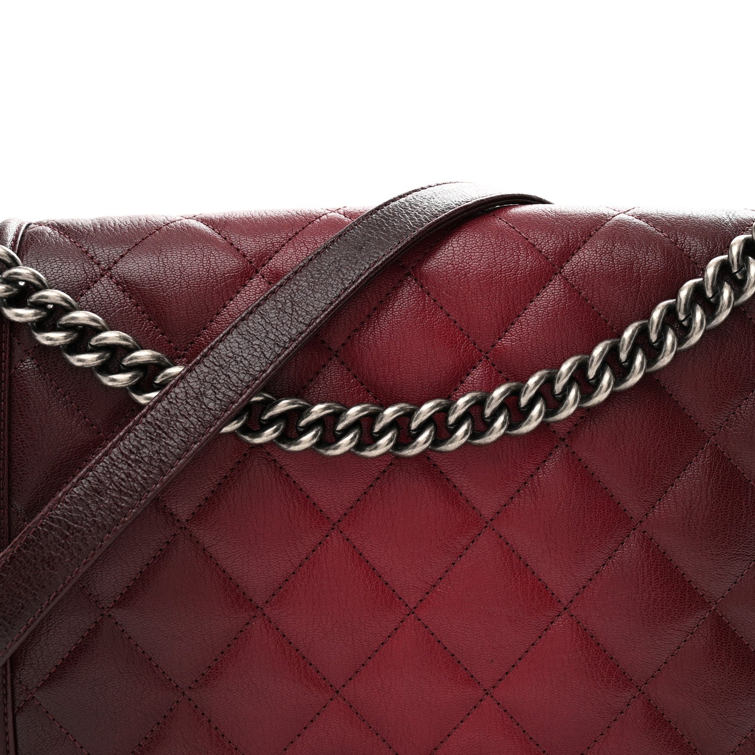 Chanel Goatskin Ombre Faded Quilted New Medium Boy Flap Burgundy 7 of 10