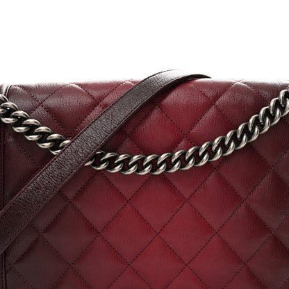 Chanel Goatskin Ombre Faded Quilted New Medium Boy Flap Burgundy 7 of 10