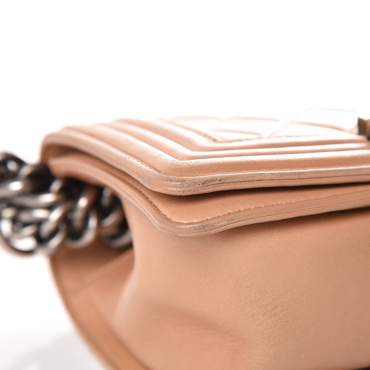 Lambskin Quilted Small Boy Flap Beige