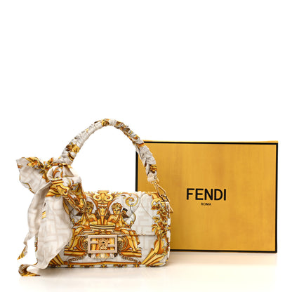 Fendi X VERSACE Silk Fendace FF Baroque Quilted Scarf Baguette White Gold 13 of 13