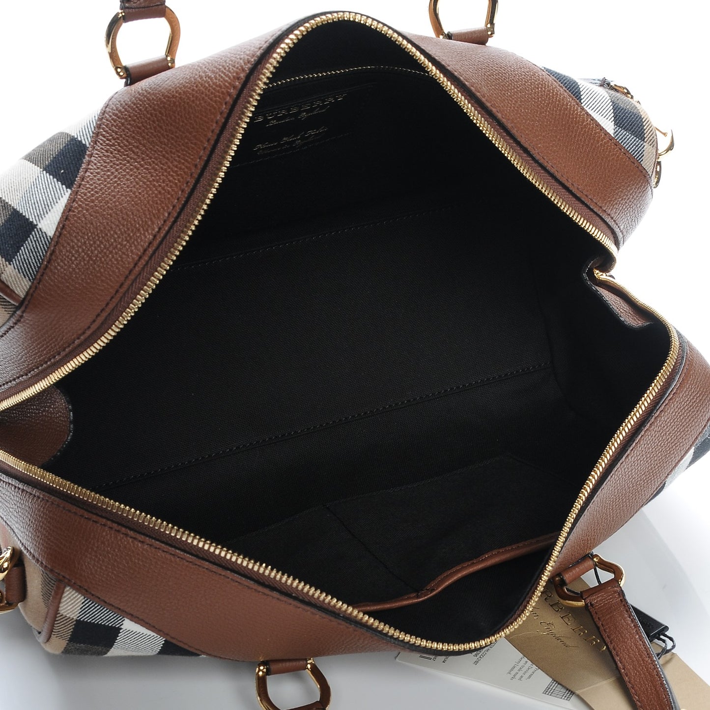 House Check Derby Calfskin Medium Alchester Bowling Bag Tan